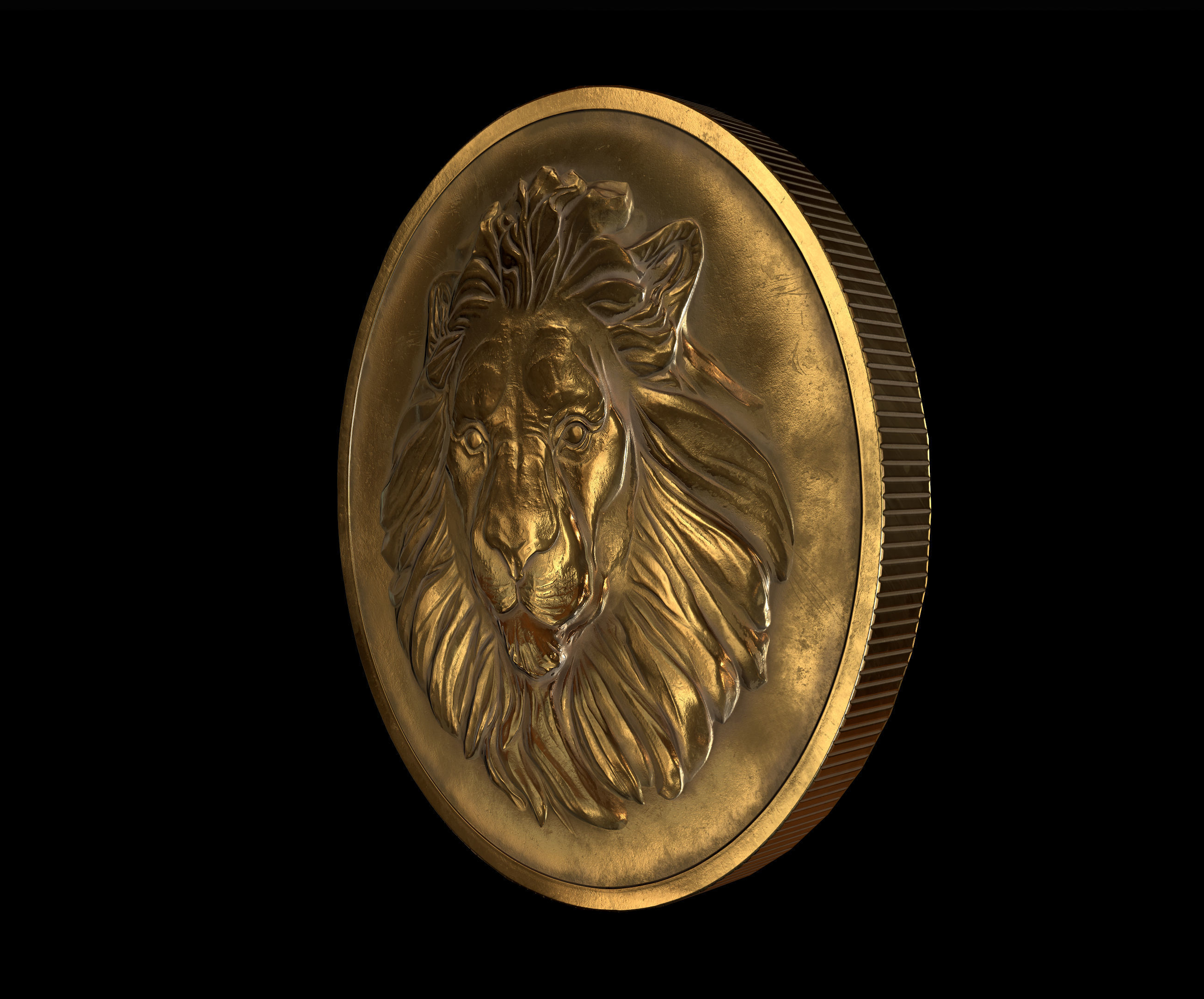 Lion Coin lowpoly PBR and Hipoly asset Low-poly 3D model_7