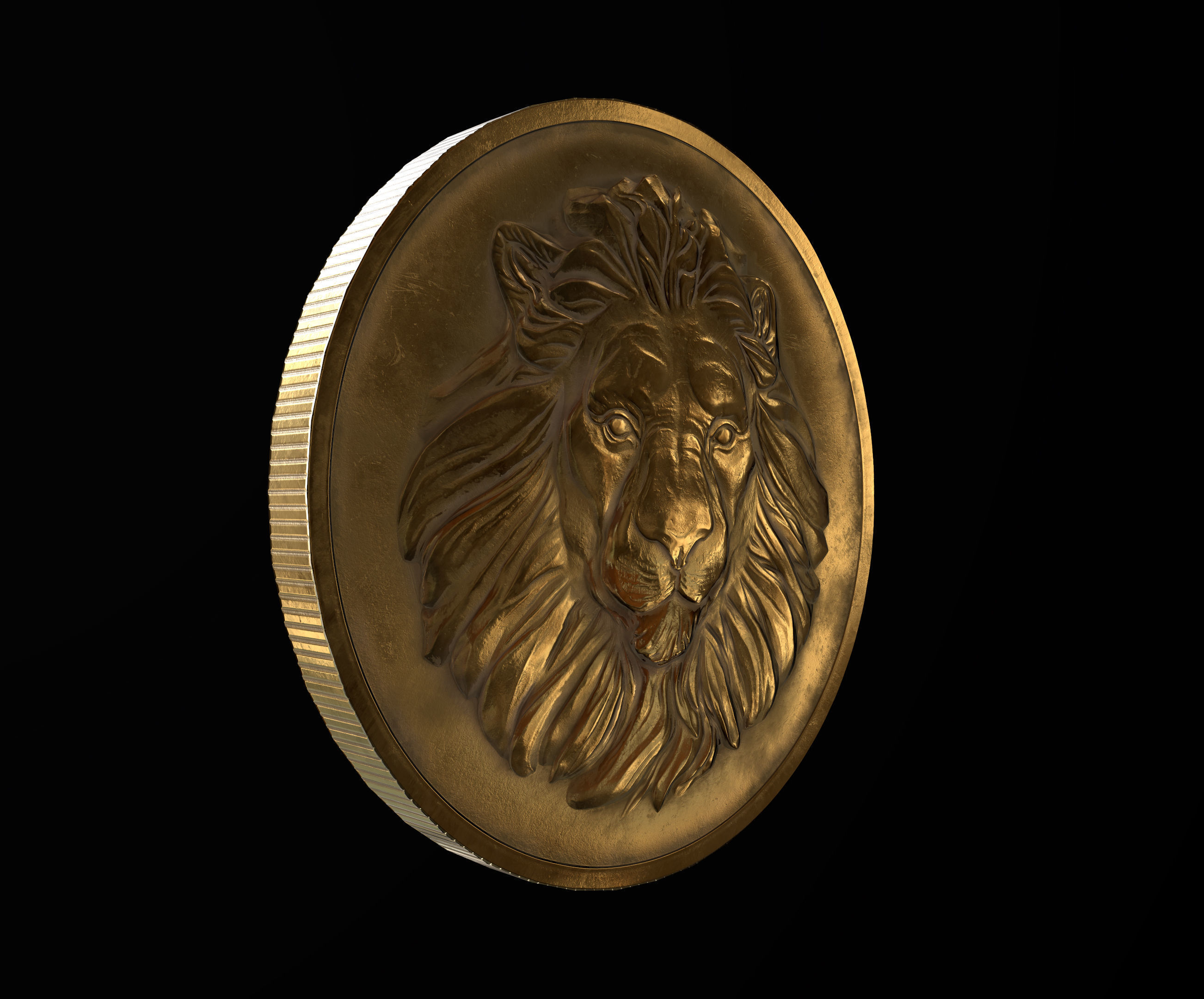 Lion Coin lowpoly PBR and Hipoly asset Low-poly 3D model_11