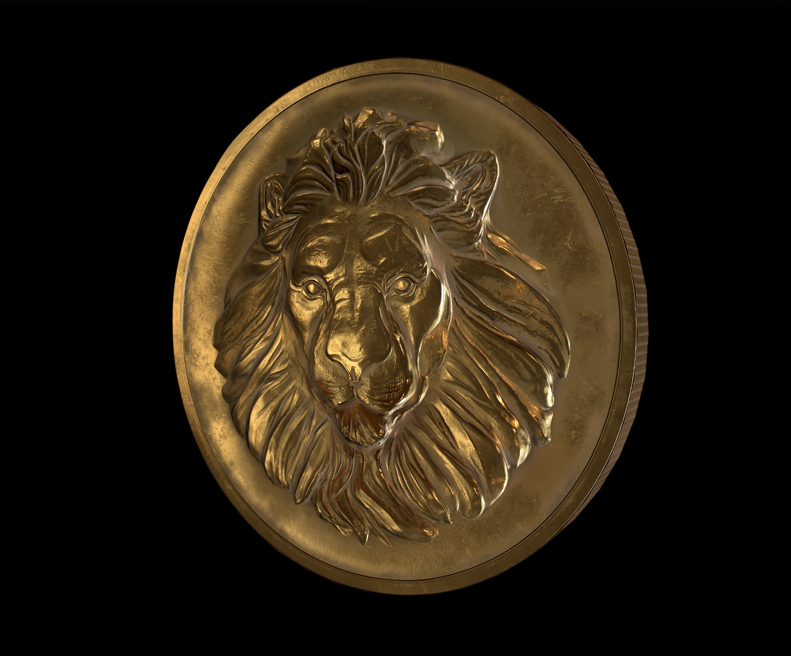 Lion Coin lowpoly PBR and Hipoly asset Low-poly 3D model_5