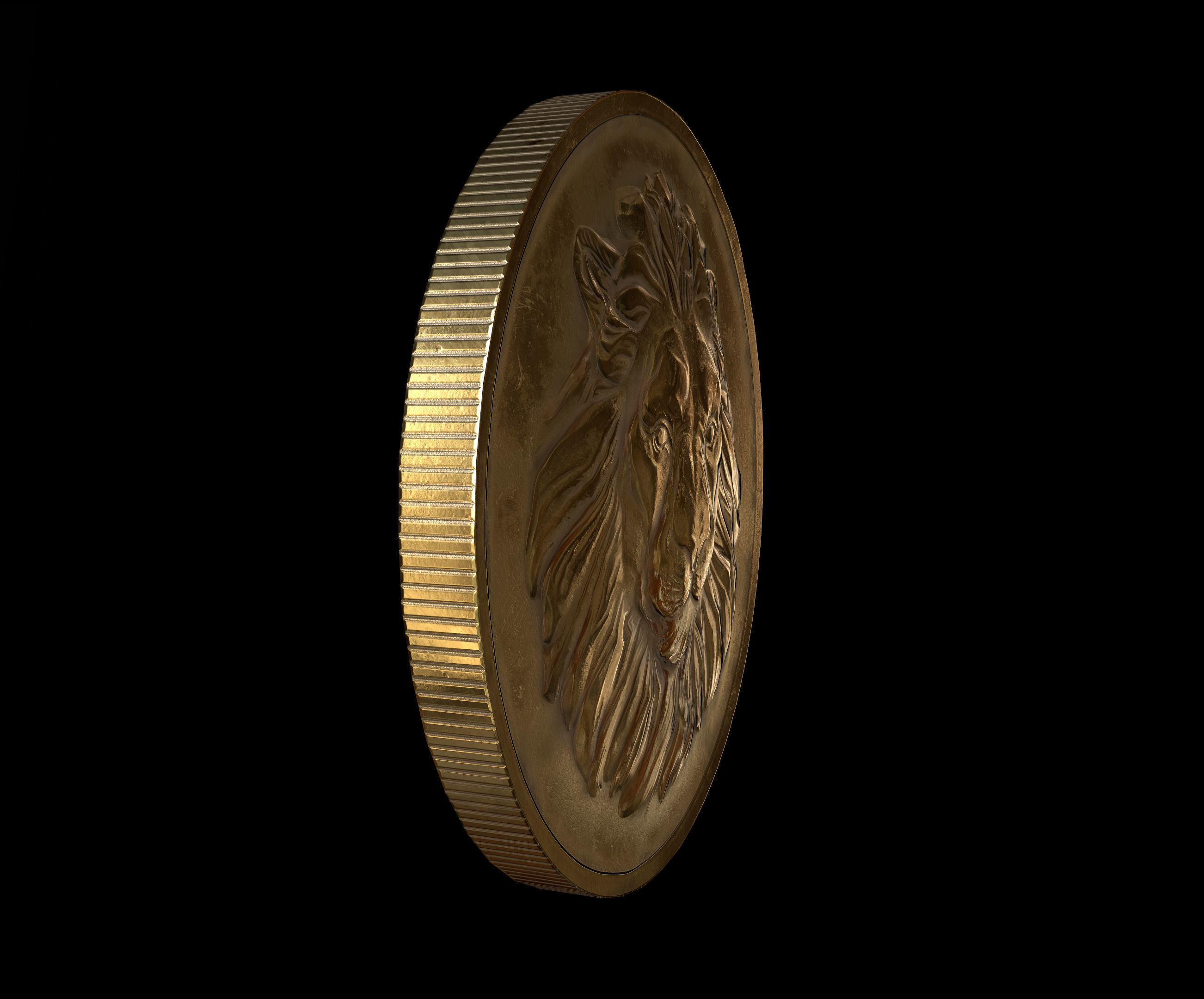 Lion Coin lowpoly PBR and Hipoly asset Low-poly 3D model_10