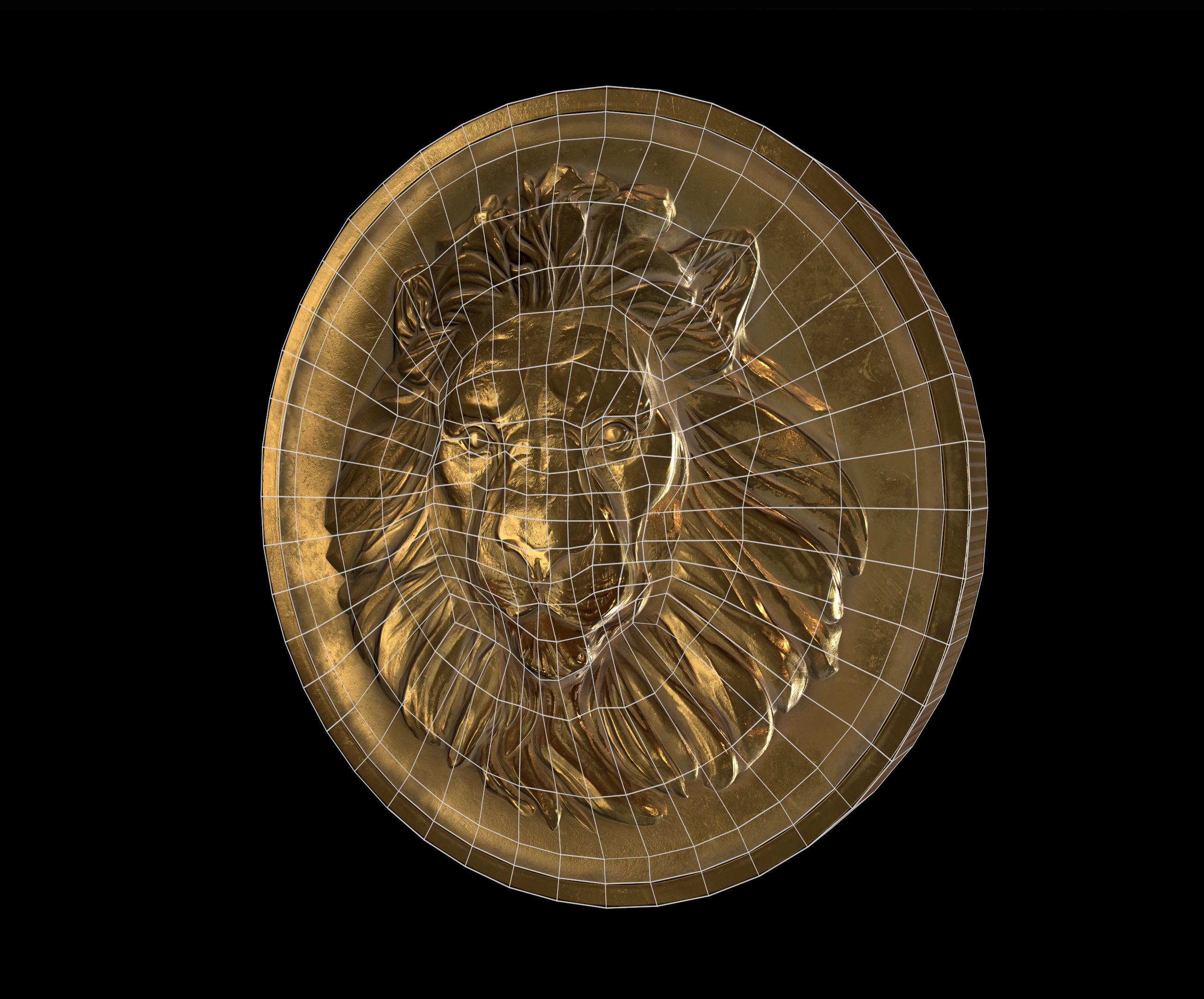 Lion Coin lowpoly PBR and Hipoly asset Low-poly 3D model_6