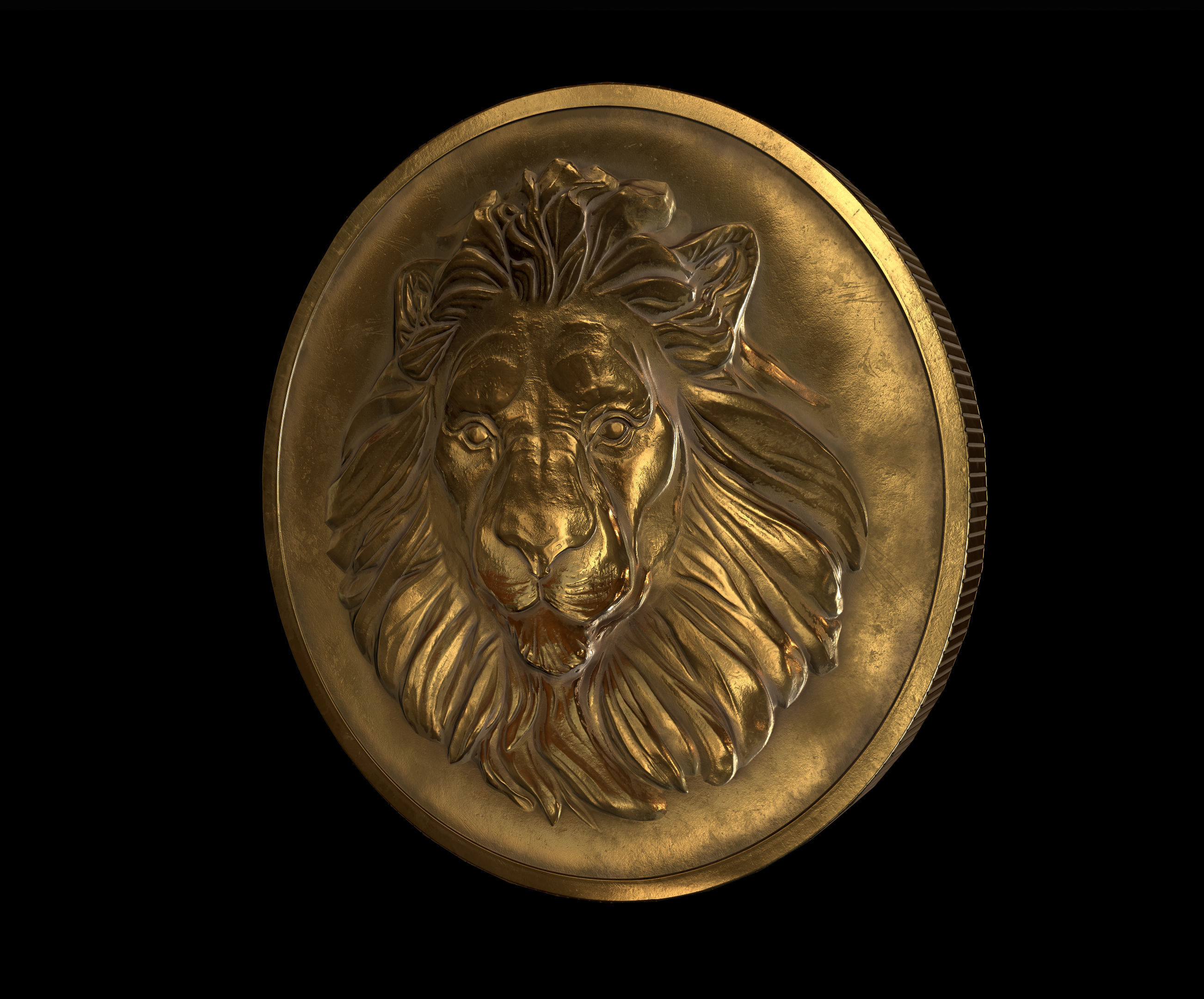 Lion Coin lowpoly PBR and Hipoly asset Low-poly 3D model_4