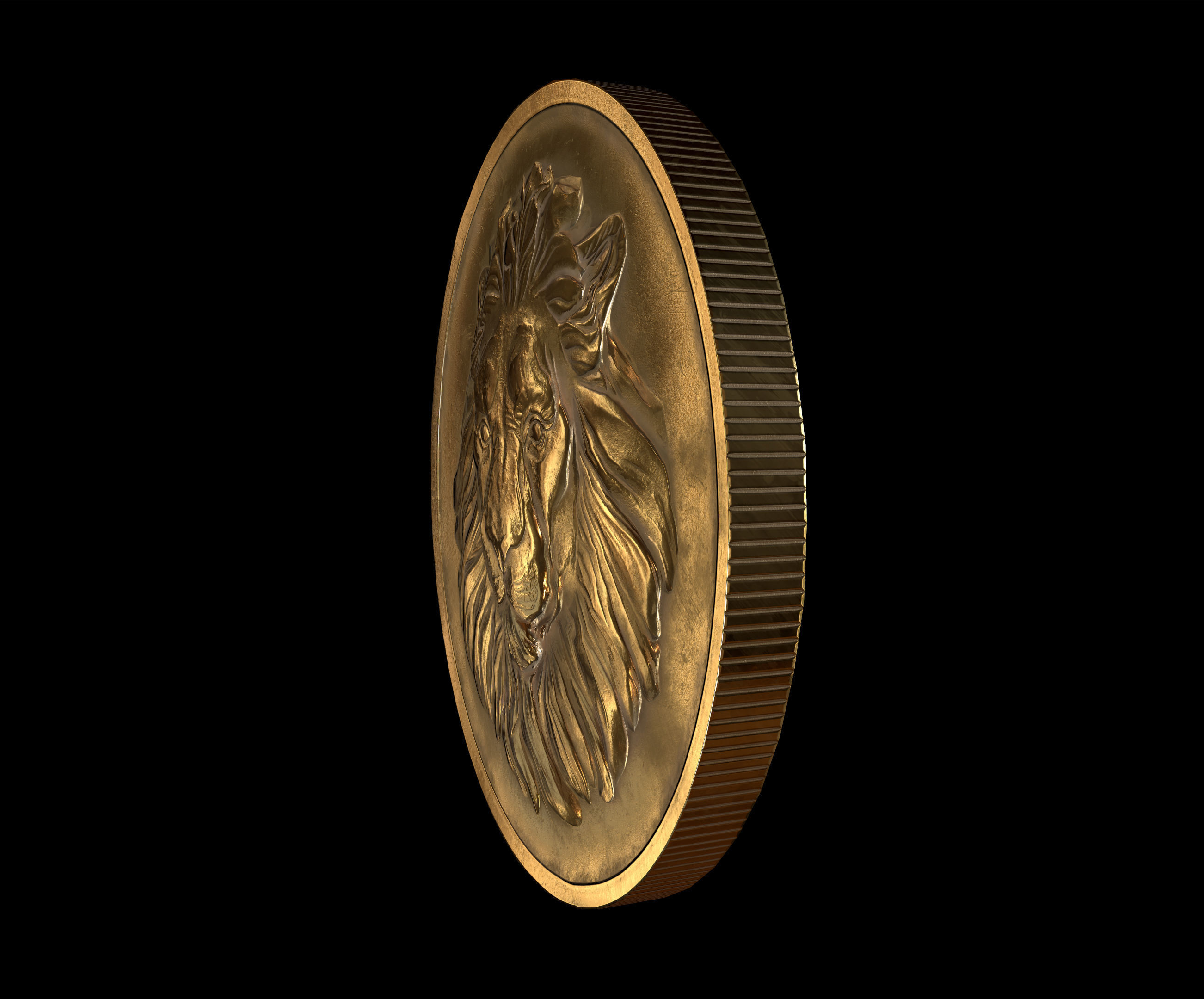Lion Coin lowpoly PBR and Hipoly asset Low-poly 3D model_8