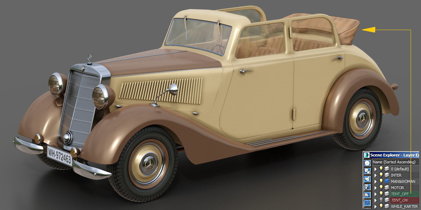 Mercedes-Benz 170V  Cabrio Saloon 1936 3D model_2