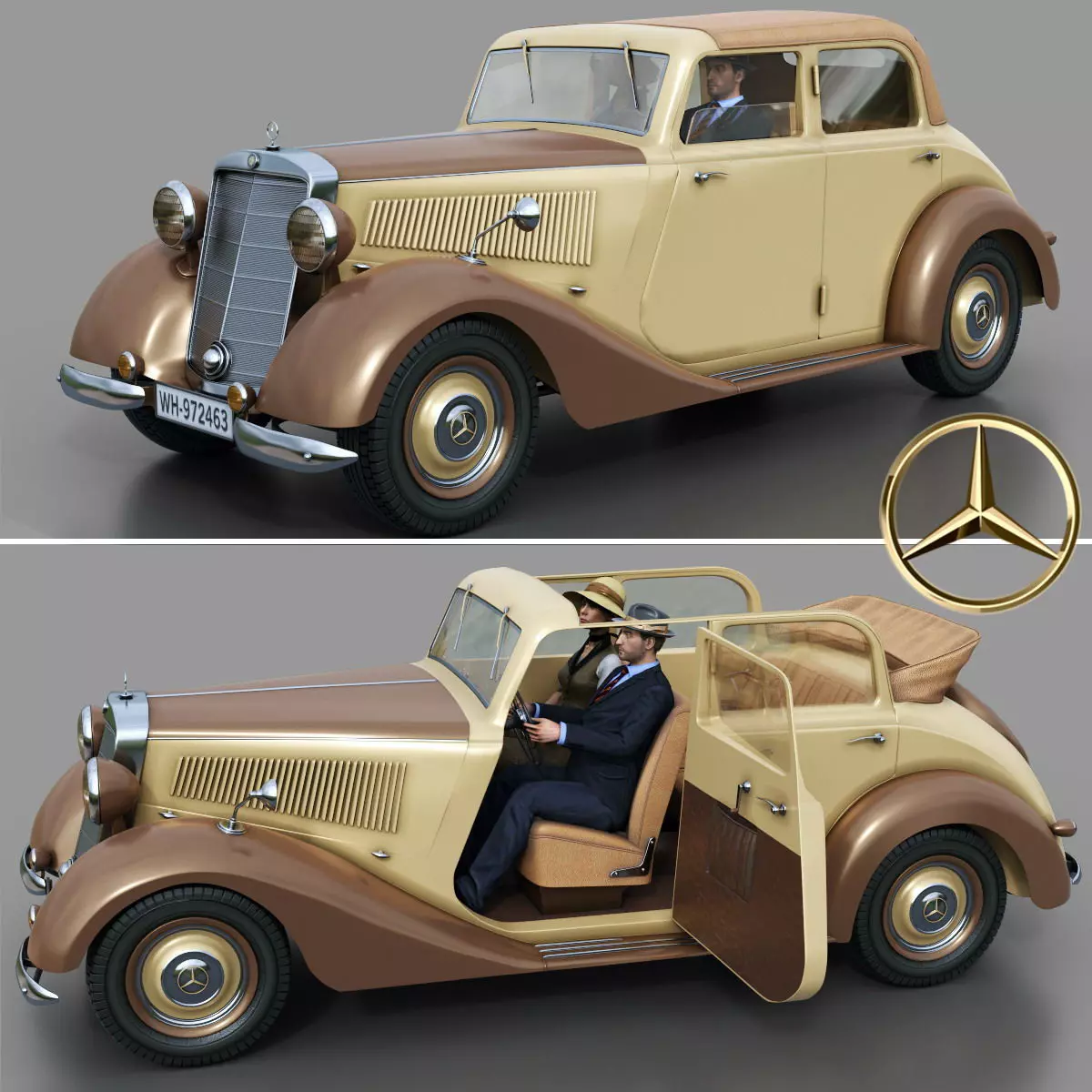 Mercedes-Benz 170V  Cabrio Saloon 1936 3D model_0