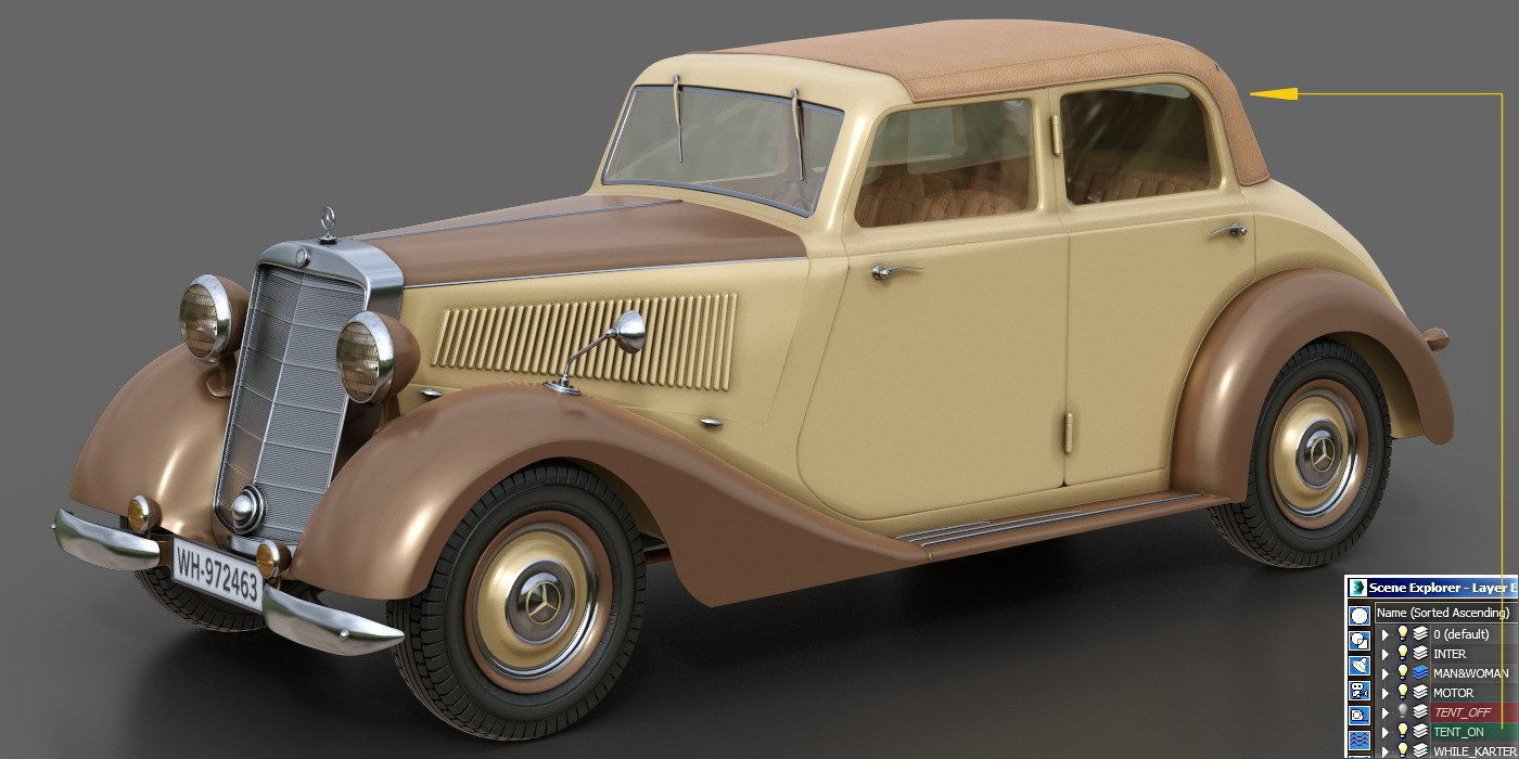 Mercedes-Benz 170V  Cabrio Saloon 1936 3D model_3