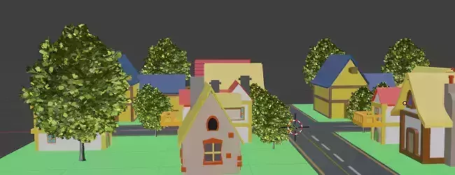 House town with houses and trees