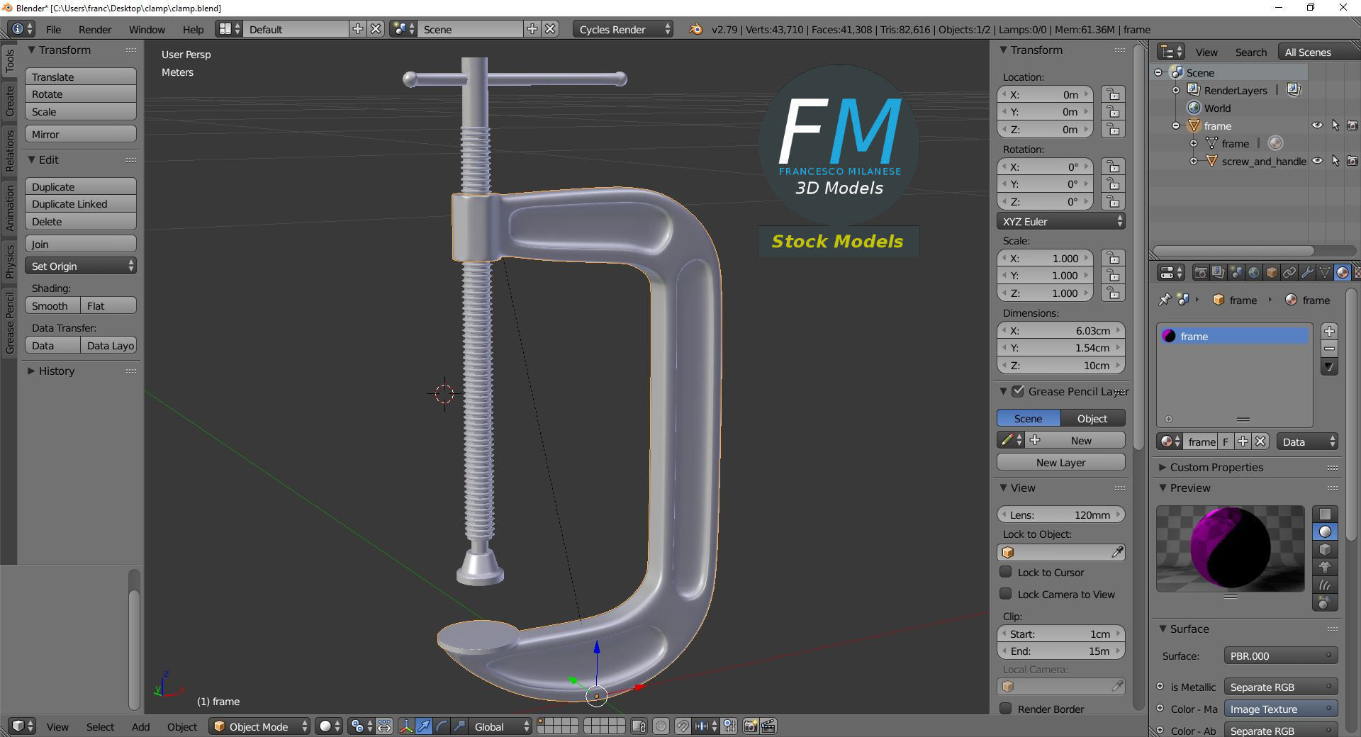 Clamp with screw 3D model_9
