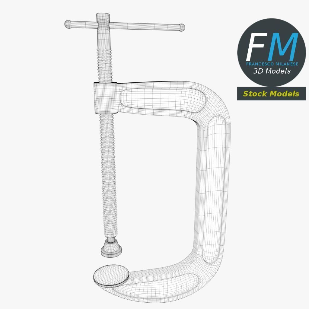 Clamp with screw 3D model_7