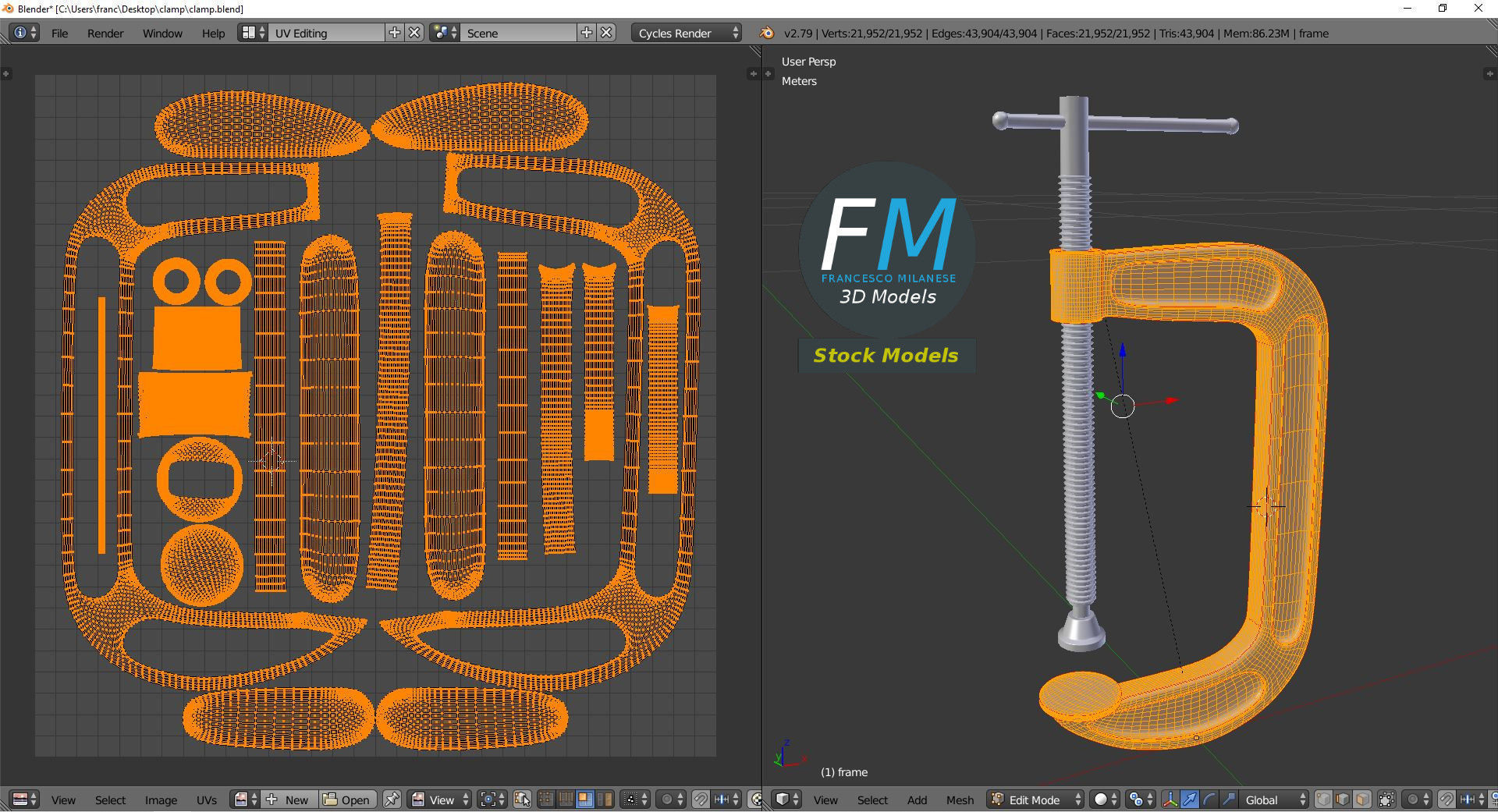 Clamp with screw 3D model_10