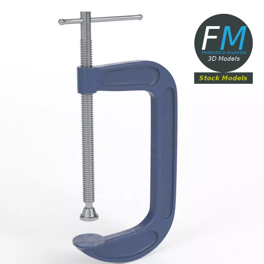 Clamp with screw 3D model_0