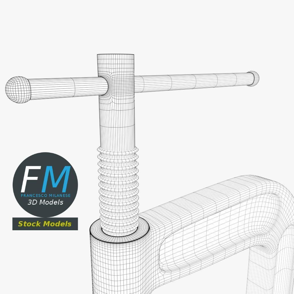 Clamp with screw 3D model_8