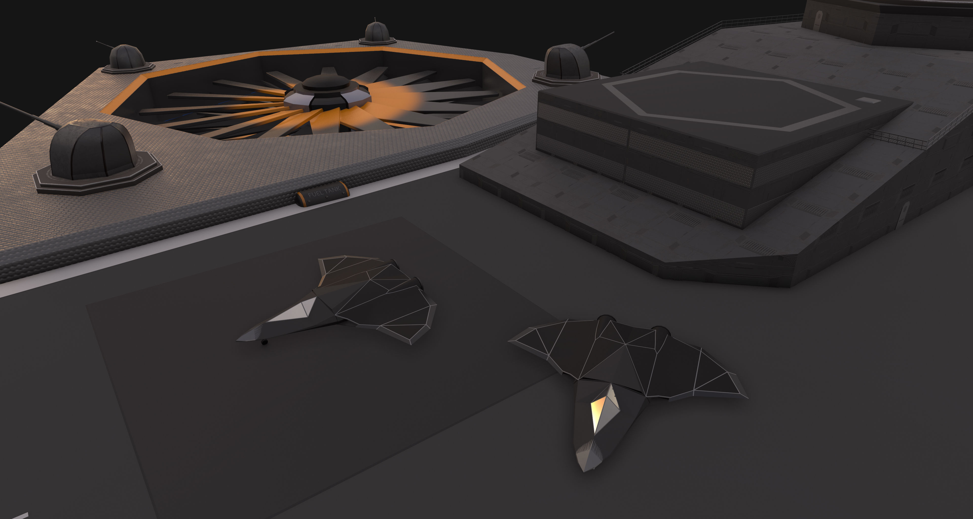 Flying aircraft carrier Low-poly 3D model_10