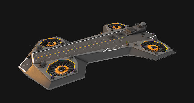 Flying aircraft carrier Low-poly 3D model