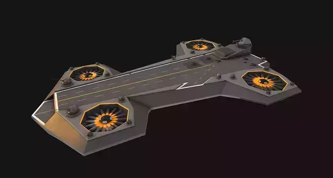 Flying aircraft carrier Low-poly 3D model