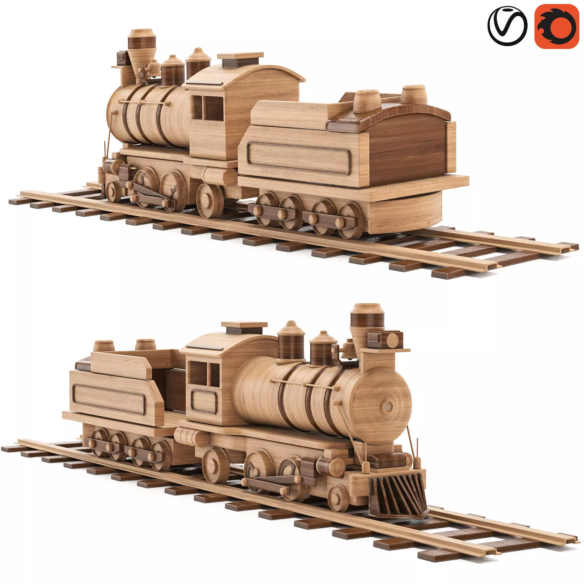 train wood 3D model