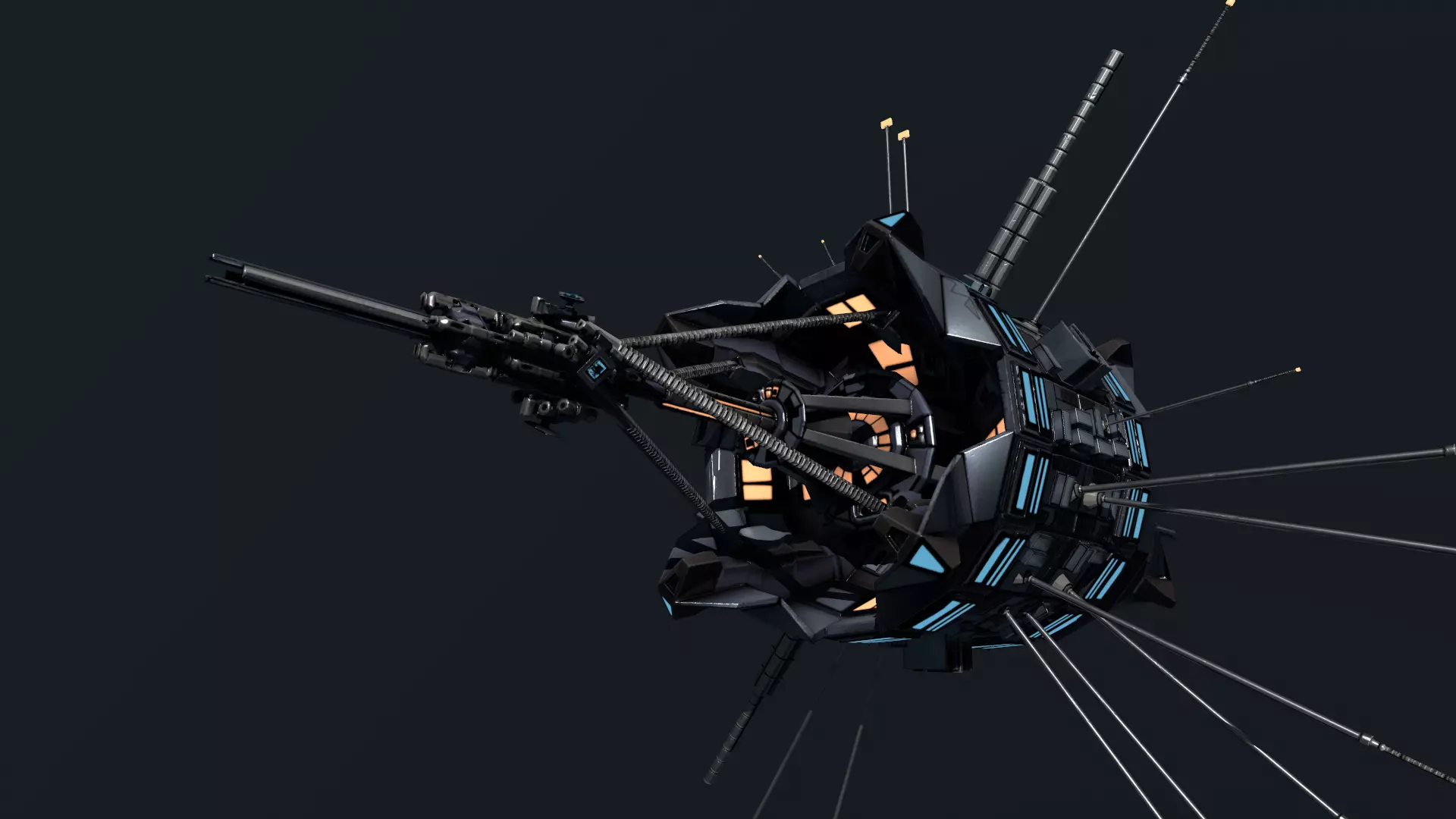 Scifi Space Satellite Antenna Probe Low-poly 3D model_0