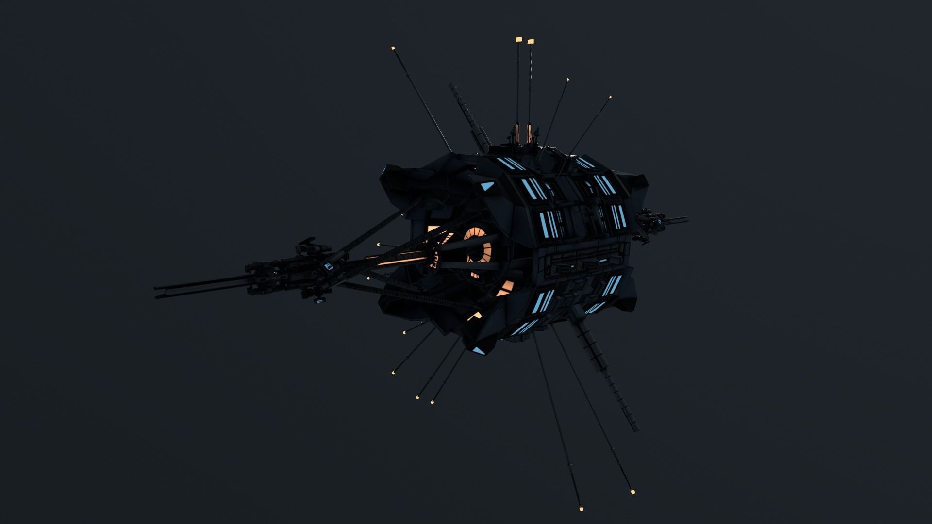 Scifi Space Satellite Antenna Probe Low-poly 3D model_2