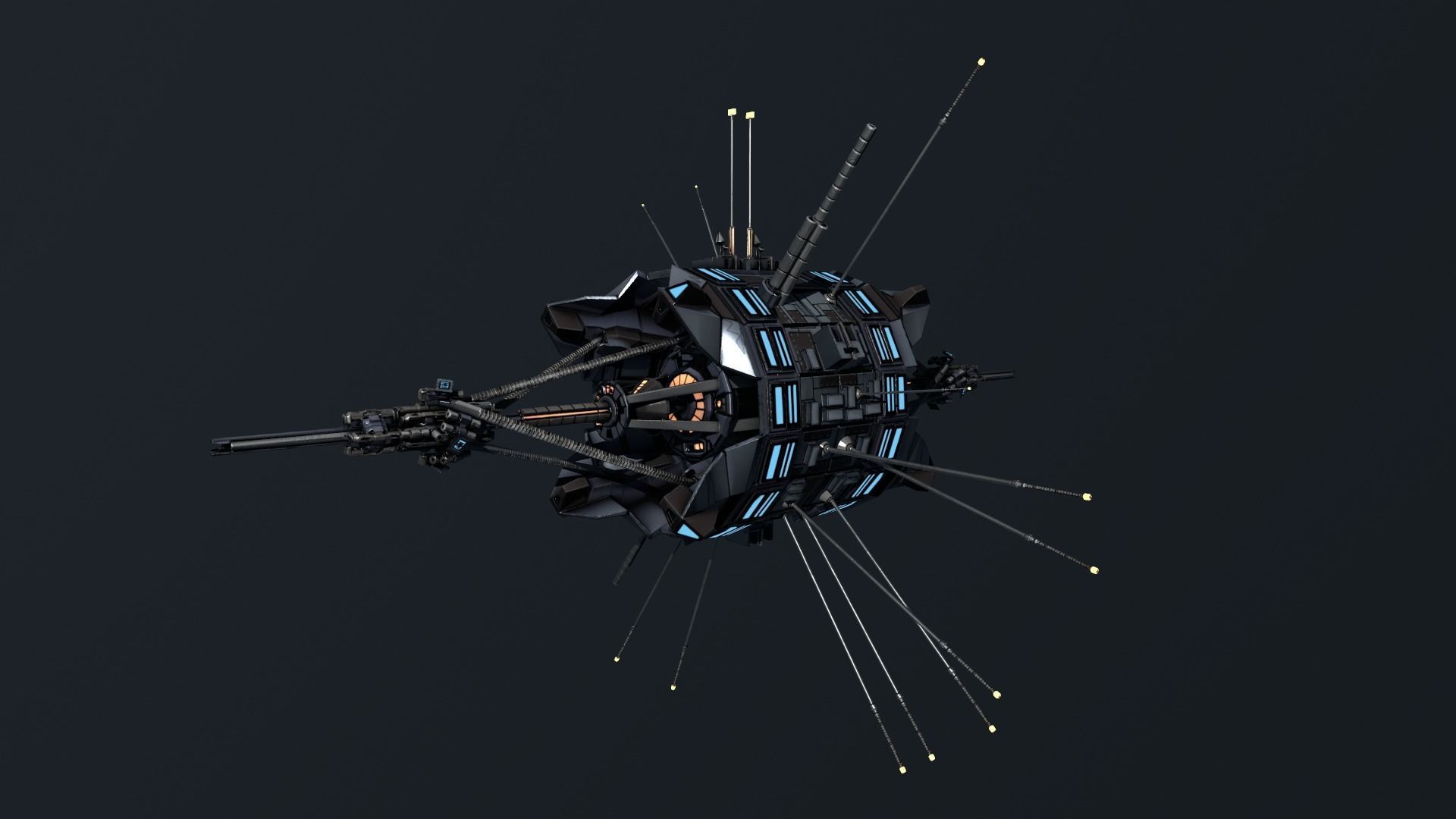 Scifi Space Satellite Antenna Probe Low-poly 3D model_1