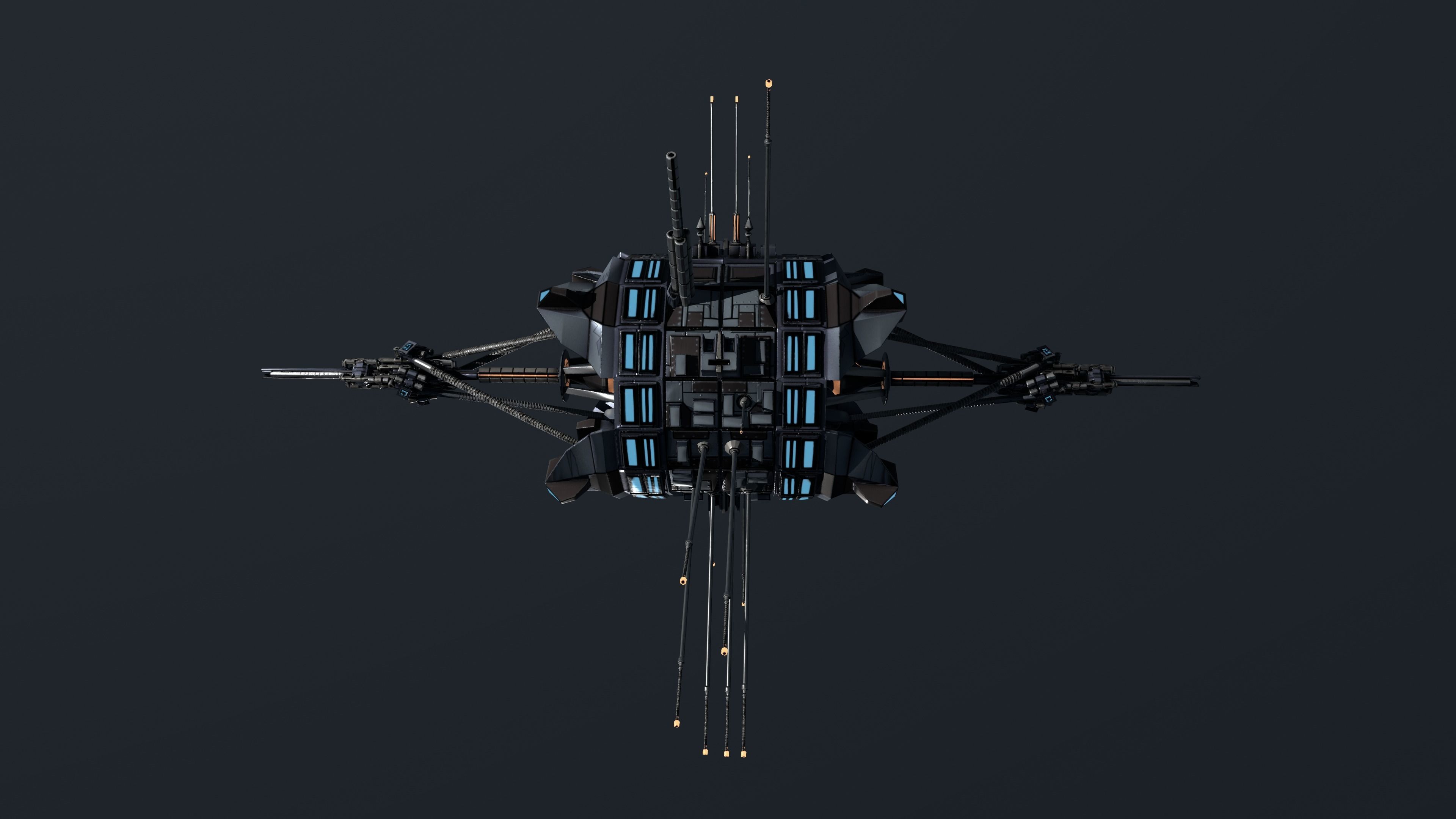 Scifi Space Satellite Antenna Probe Low-poly 3D model_3