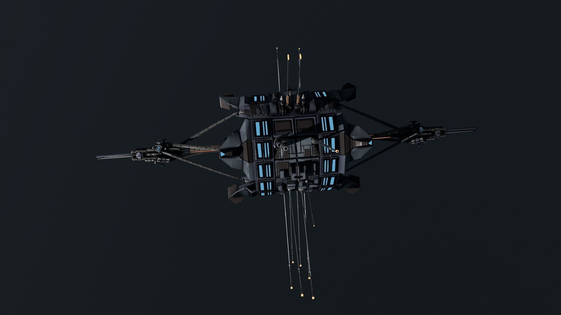 Scifi Space Satellite Antenna Probe Low-poly 3D model_5