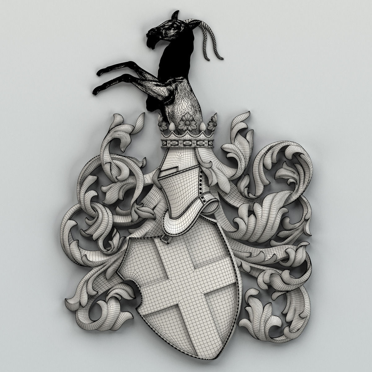 Coat of arms decorative 001 3D model_6