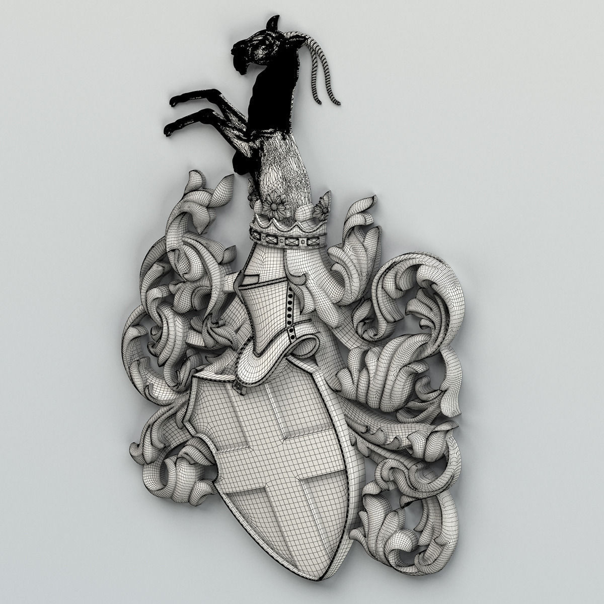 Coat of arms decorative 001 3D model_7