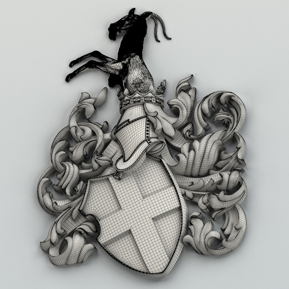 Coat of arms decorative 001 3D model_8