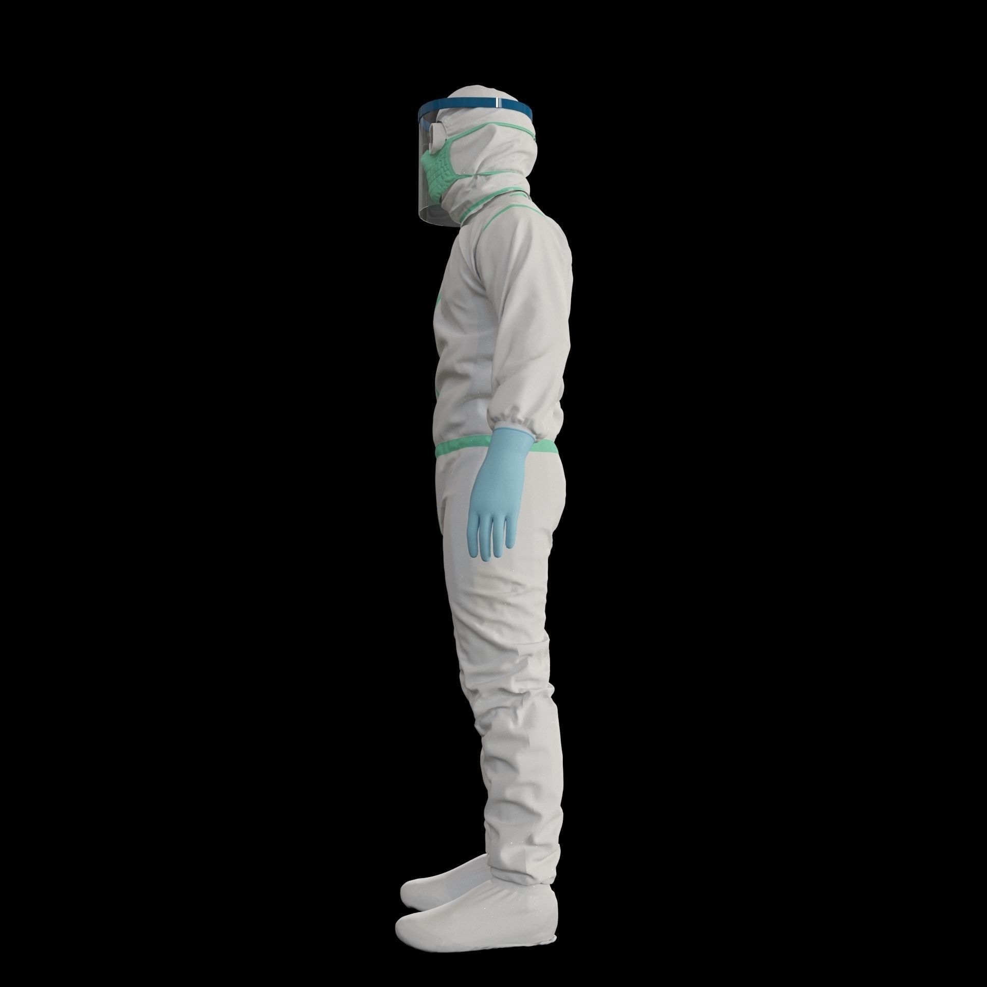 covid-19 man in protective suit Low-poly 3D model_4