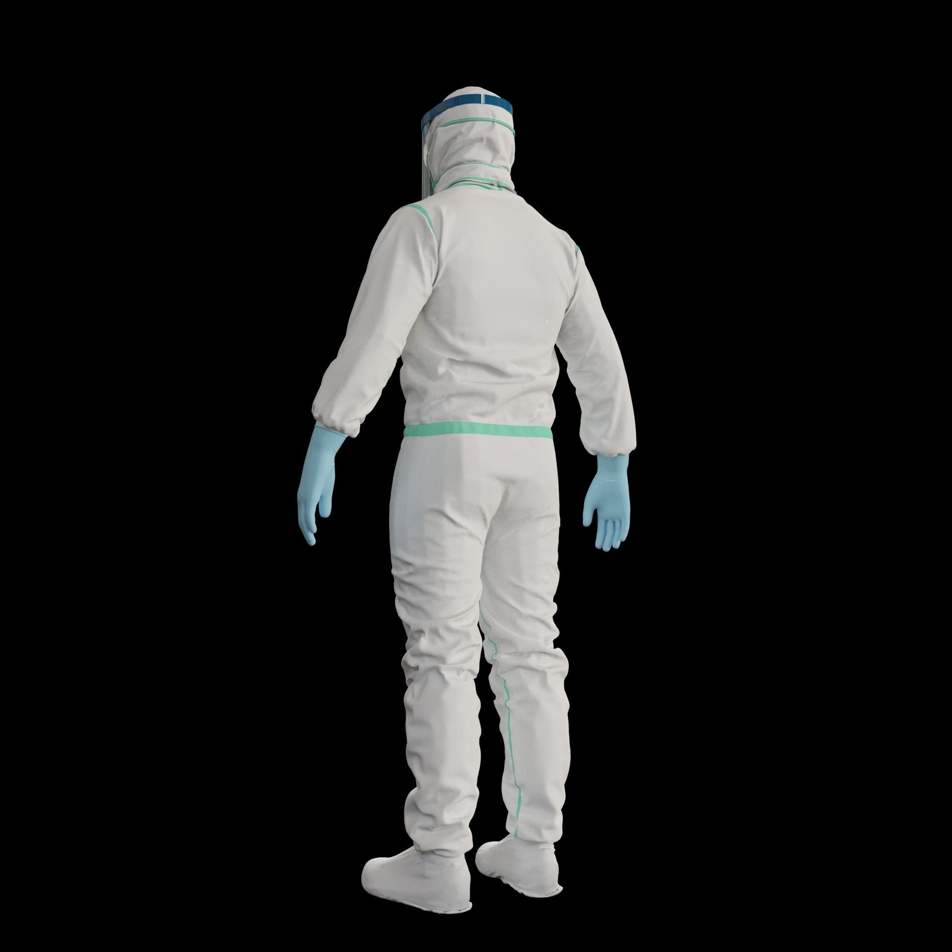 covid-19 man in protective suit Low-poly 3D model_3
