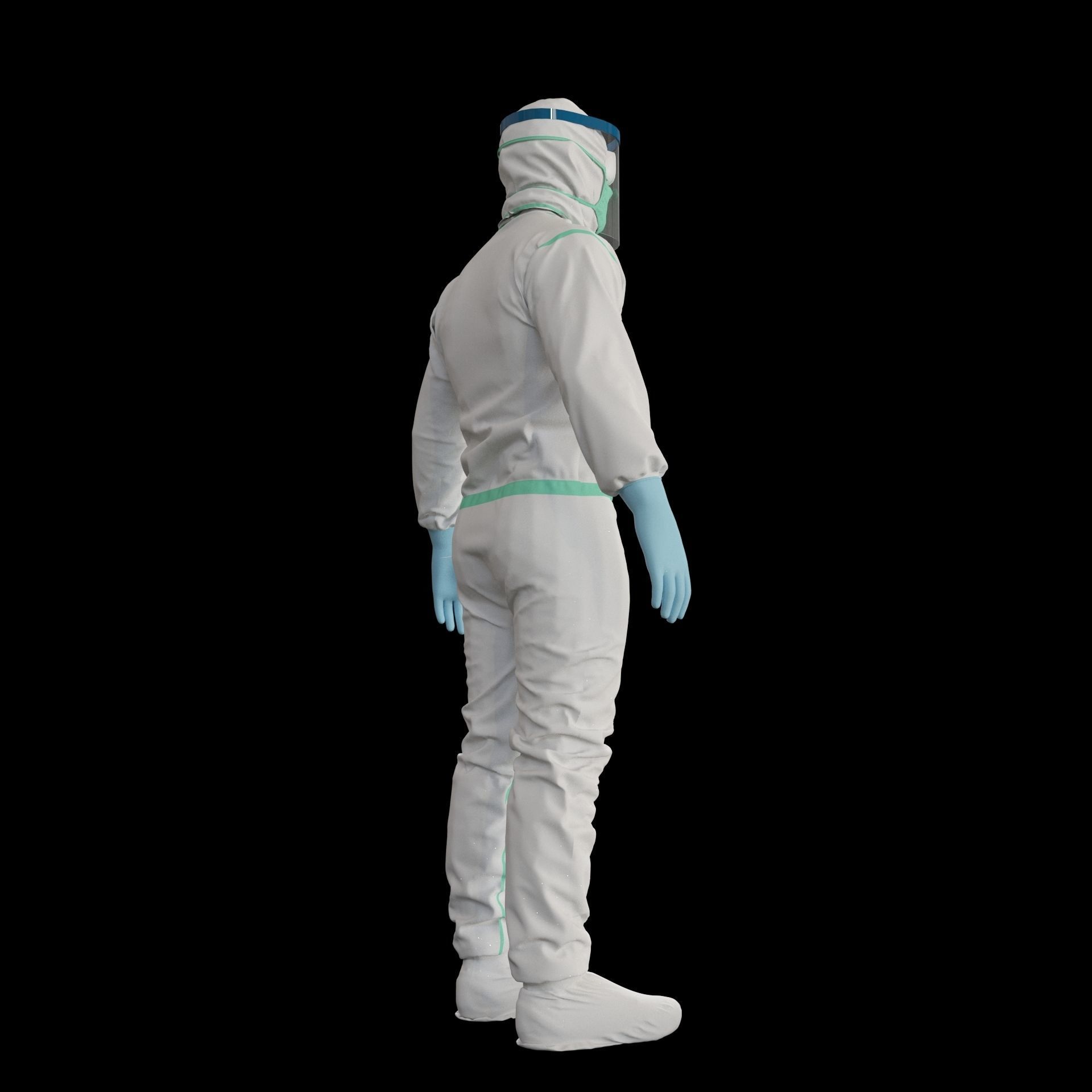 covid-19 man in protective suit Low-poly 3D model_2