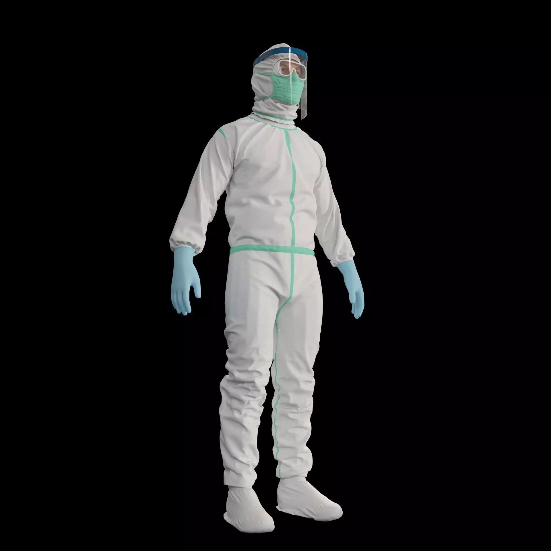 covid-19 man in protective suit Low-poly 3D model_0