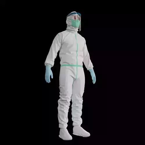 covid-19 man in protective suit Low-poly 3D model