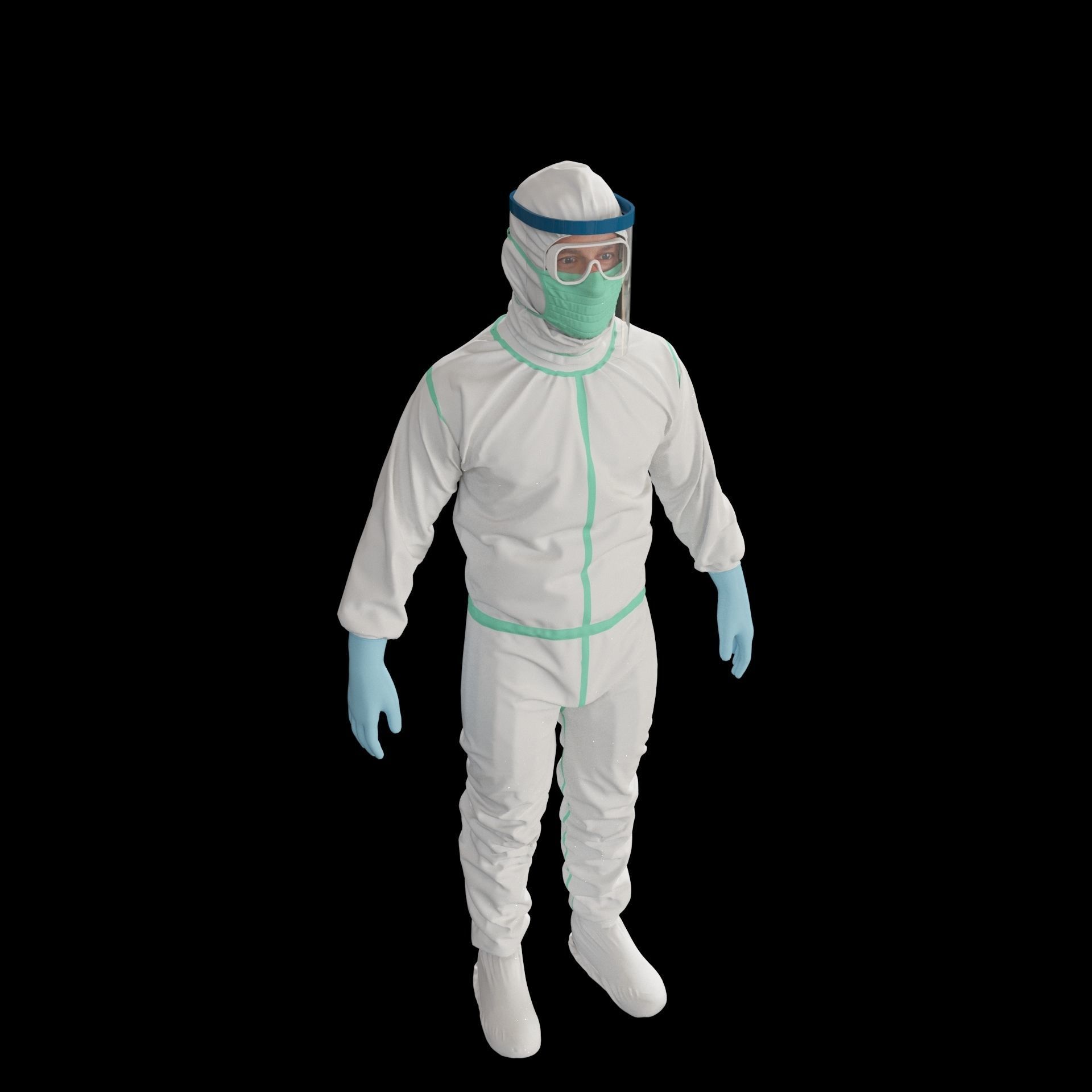covid-19 man in protective suit Low-poly 3D model_6
