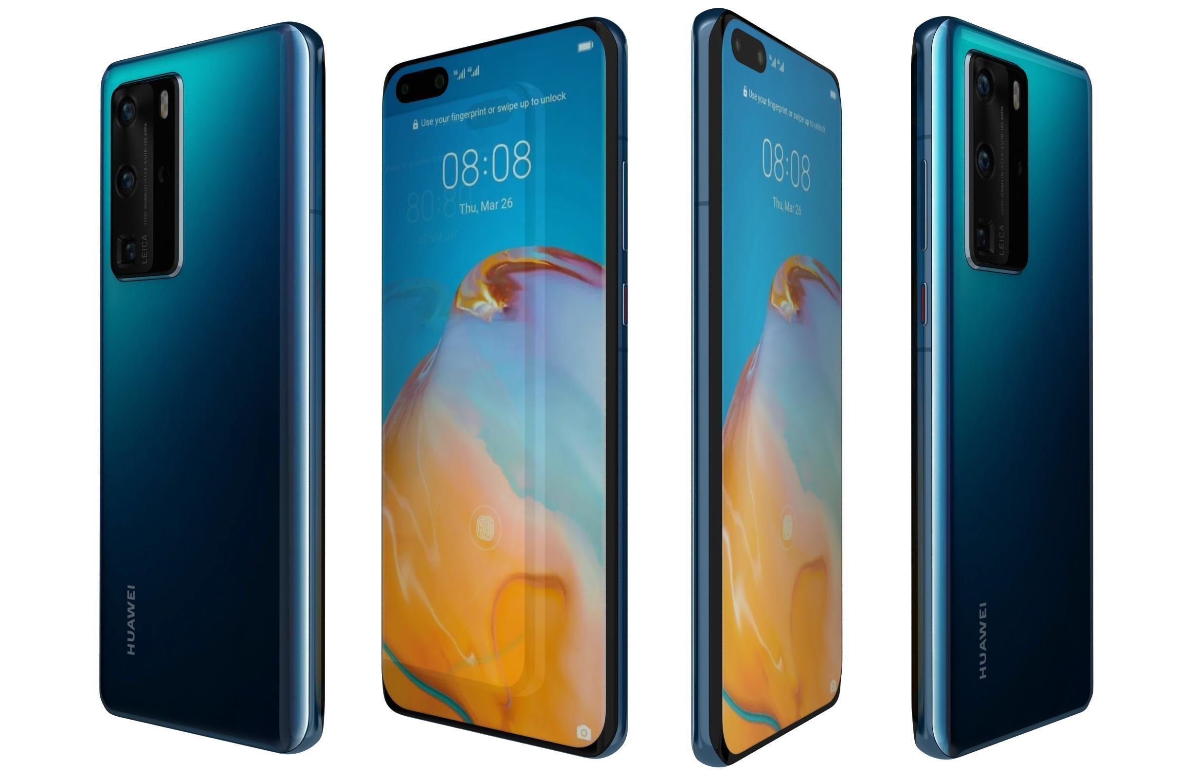 Huawei P40 Pro Deep Sea Blue 3D model_1