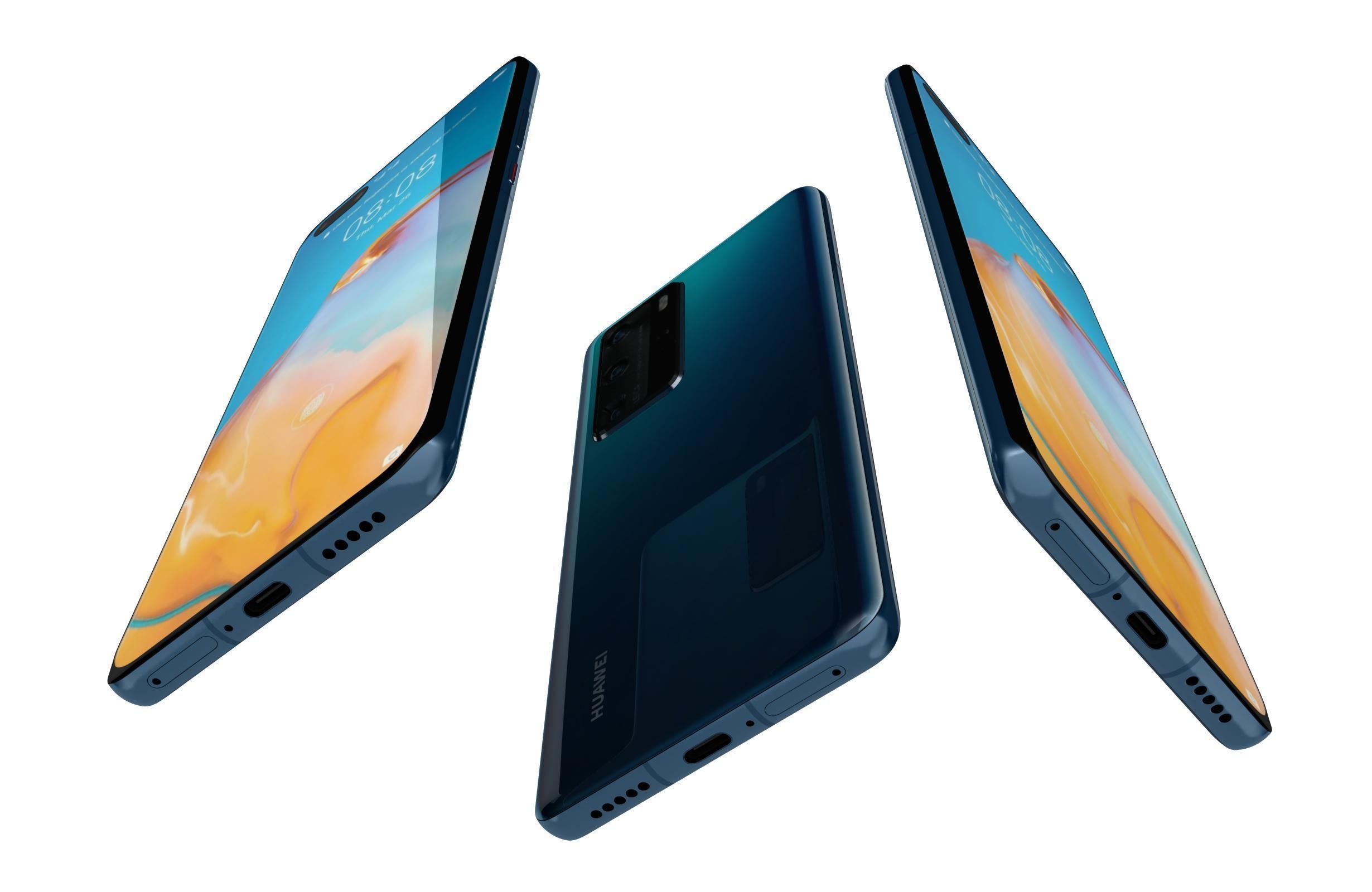 Huawei P40 Pro Deep Sea Blue 3D model_3