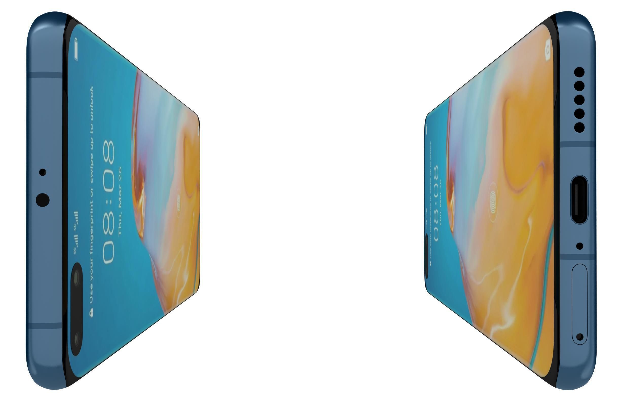 Huawei P40 Pro Deep Sea Blue 3D model_6