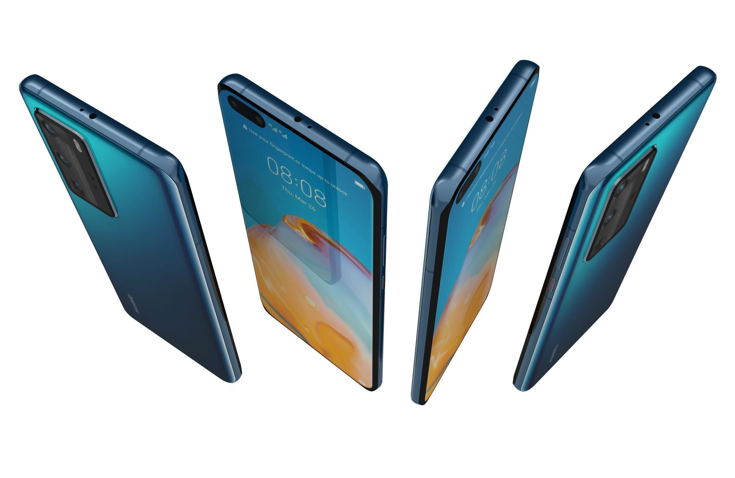 Huawei P40 Pro Deep Sea Blue 3D model_4