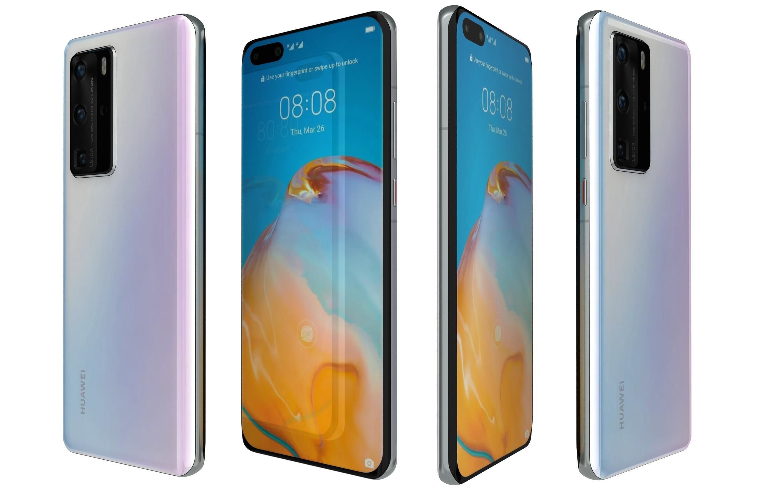 Huawei P40 Pro Ice White 3D model_1