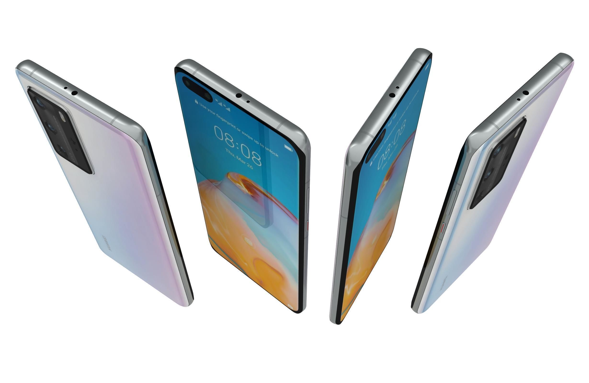 Huawei P40 Pro Ice White 3D model_4