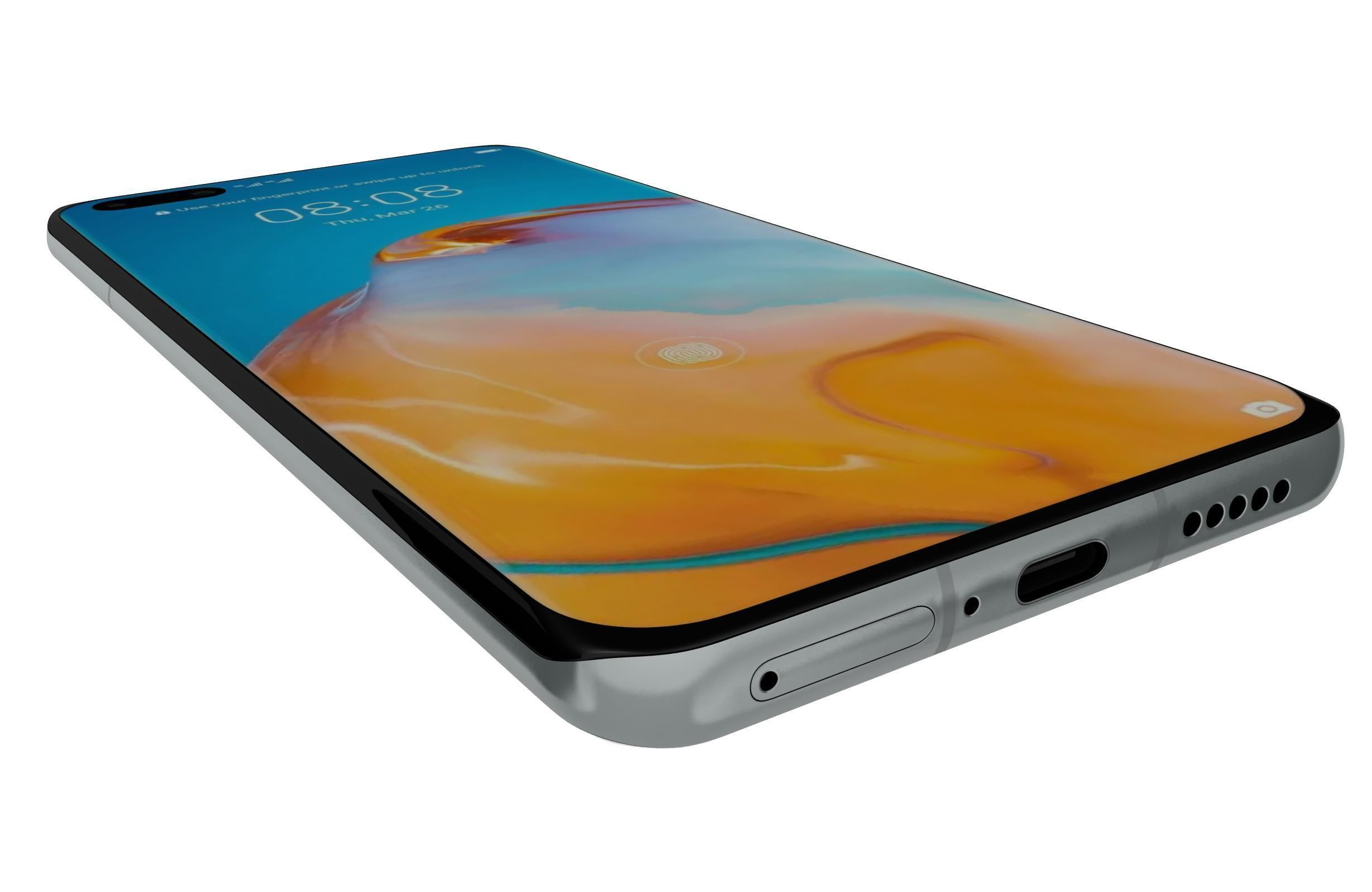 Huawei P40 Pro Ice White 3D model_9