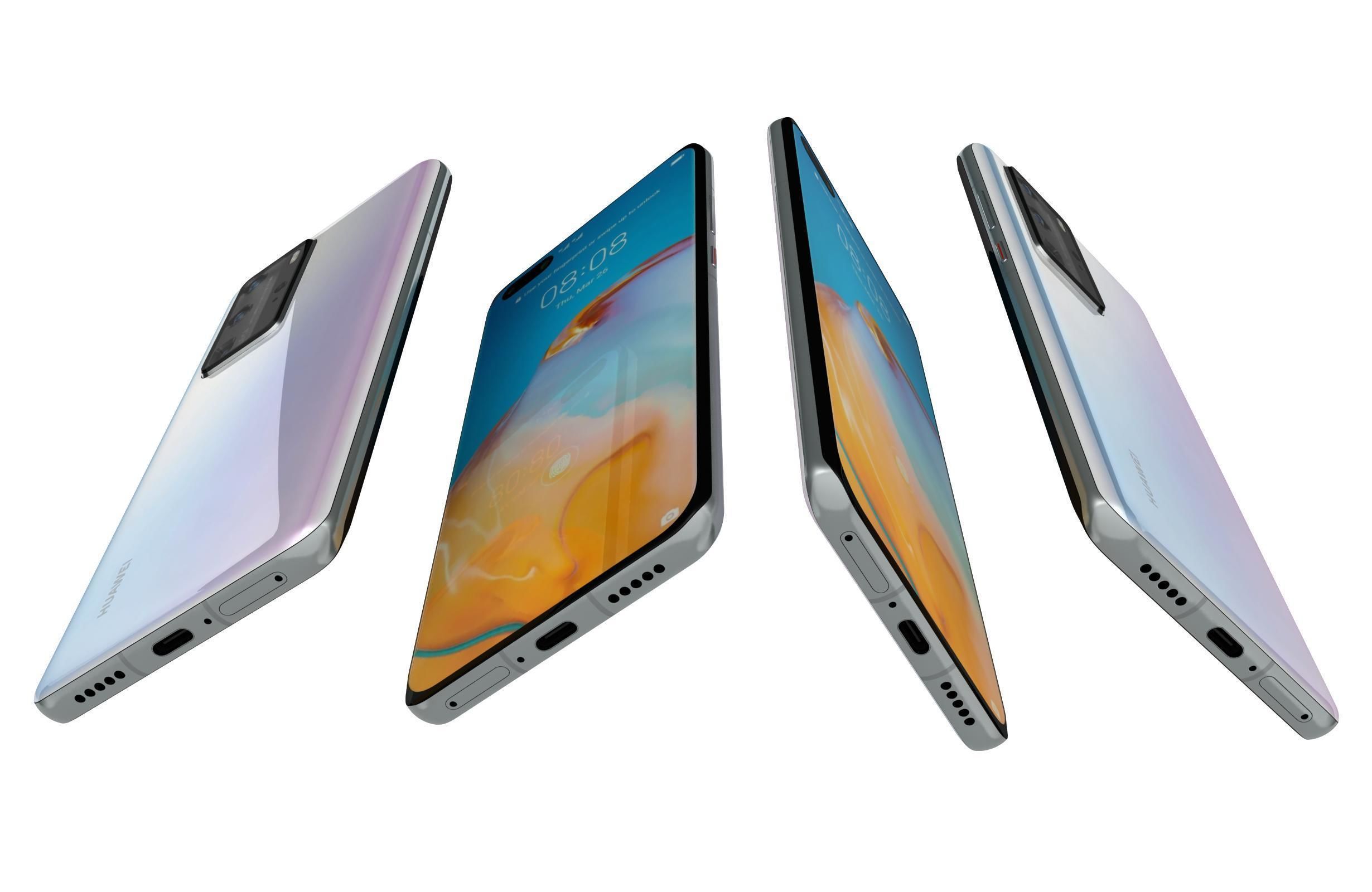 Huawei P40 Pro Ice White 3D model_3