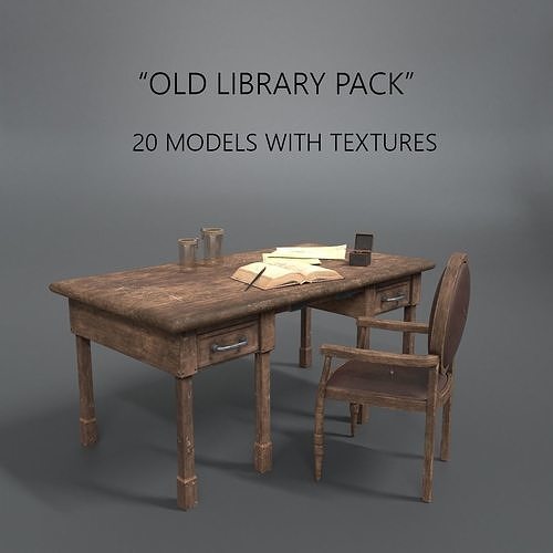 Old Library Pack 3D model