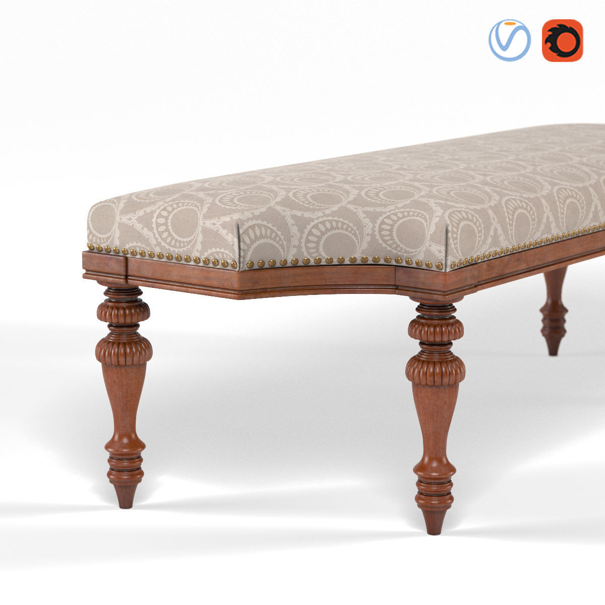 Tuxedo Classic Bench 3D model_2