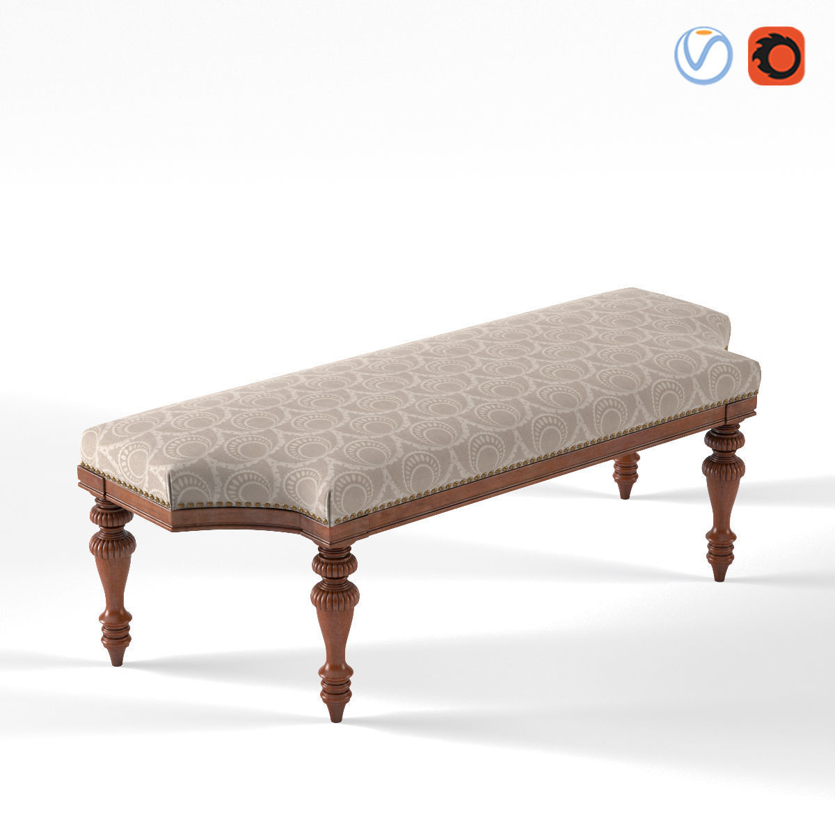 Tuxedo Classic Bench 3D model_1
