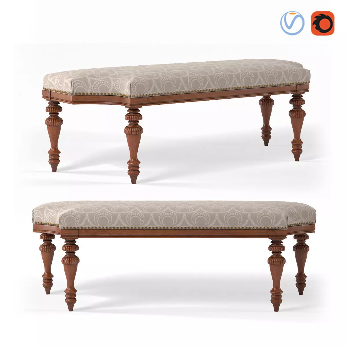 Tuxedo Classic Bench 3D model_0