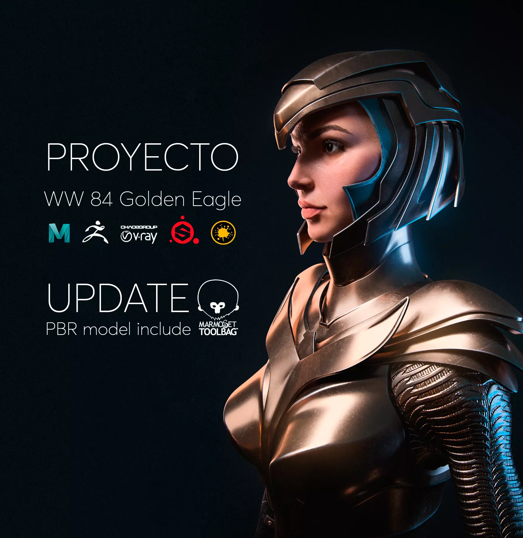 Wonder Woman Golden Eagle - Gal Gadot  Low-poly 3D model_0