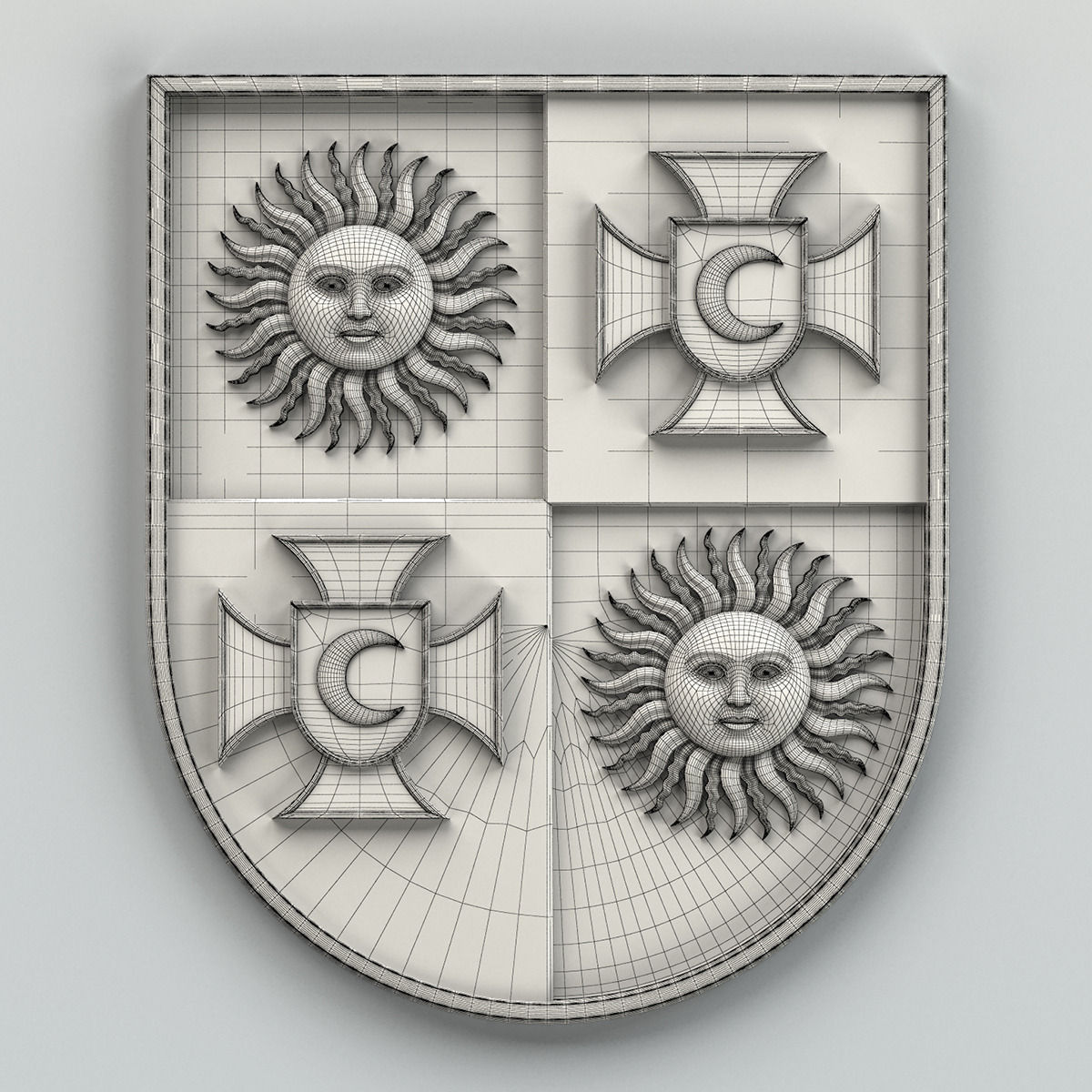 Coat of arms of Vinnitsa region Ukraine 3D model_5