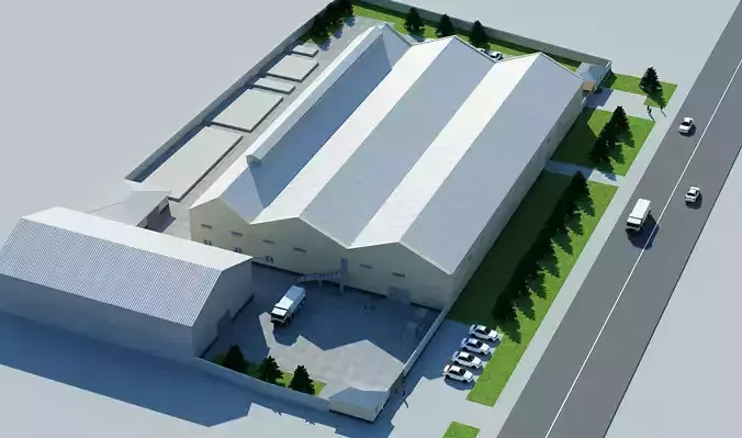 Industrial Buildings Low-poly 3D model Low-poly 3D model