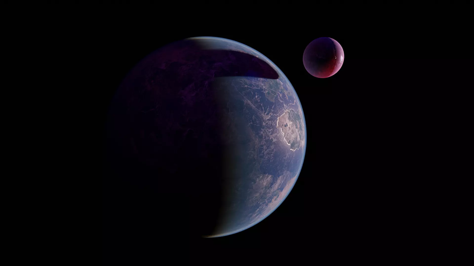 Cinematic Planet with Moon 3D model_0